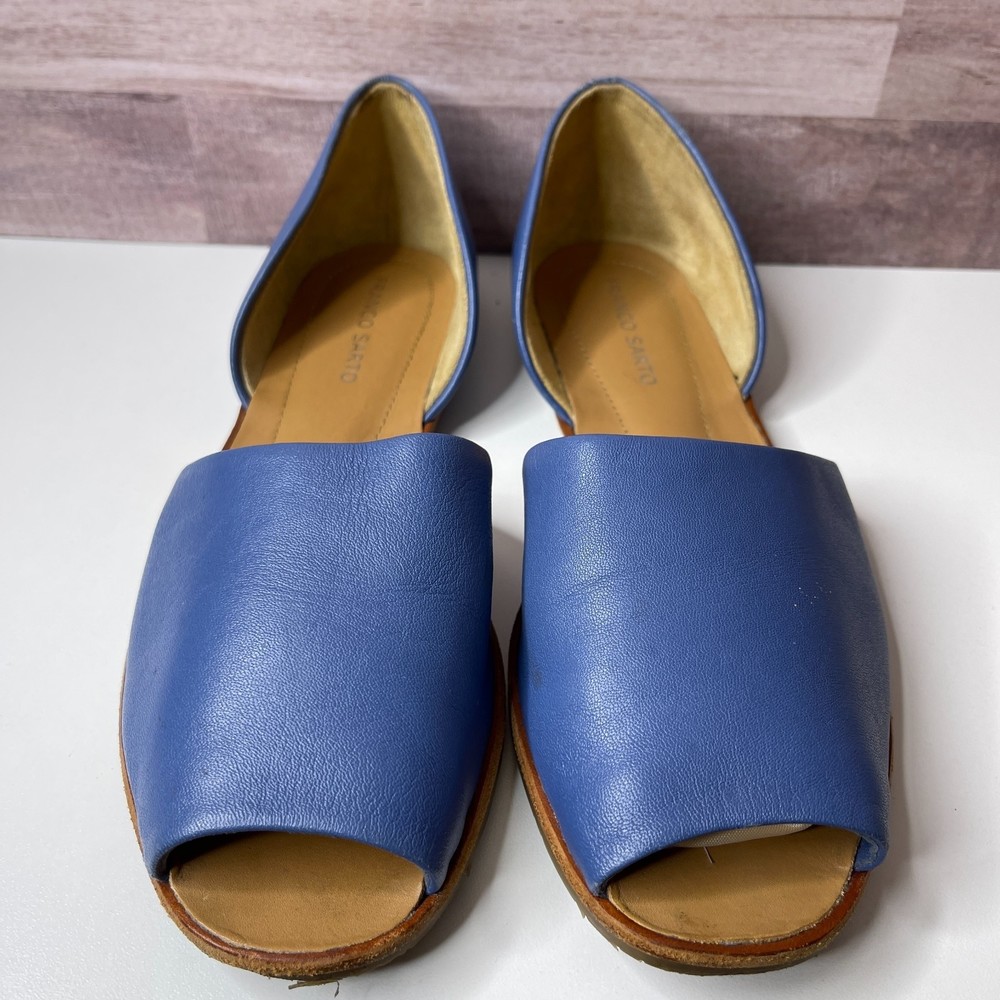 Franco Sarto Womens Blue Leather Slides Slip On Sandals Size 10